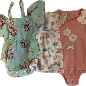Floral Butterfly Baby Romper & Girls Sizes 3 to 6 Months Bundle